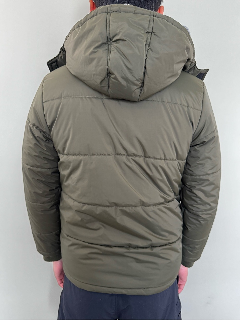 Kids Hooded Puffer Jacket in Olive Green